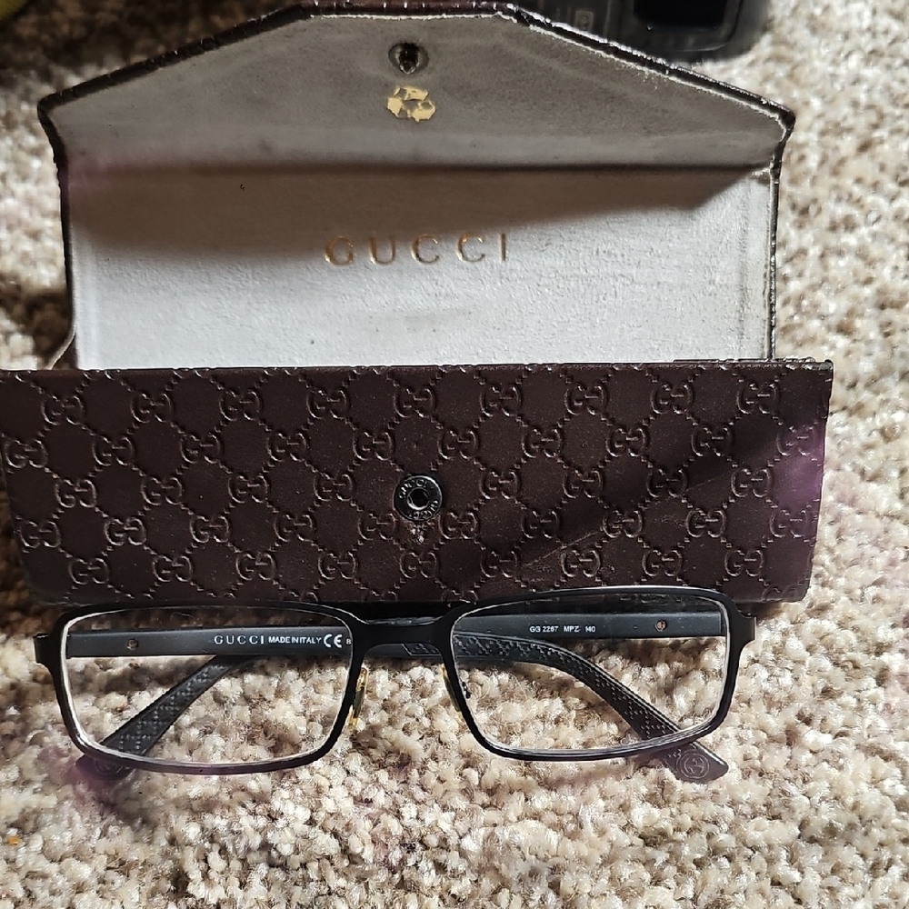 Gucci Black Eyeglasses with Monogram Case